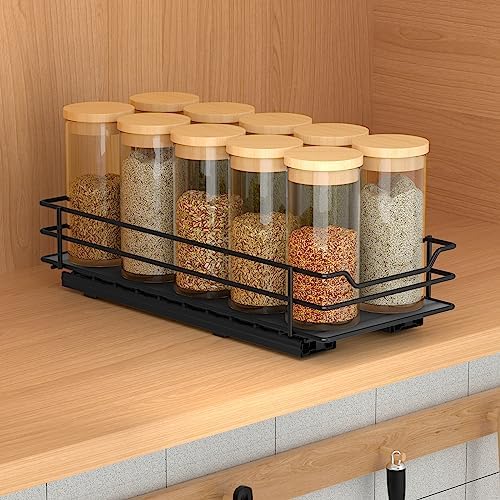 BOIVSHI Pull Out Spice Rack Organizer for Cabinet, Heavy Duty Slide Out Spice Rack Organizer for Kitchen Cabinets and Pantry, Fits Spices, Sauces, Canned Food (4.5''Wx10.5''Dx2.5''H)