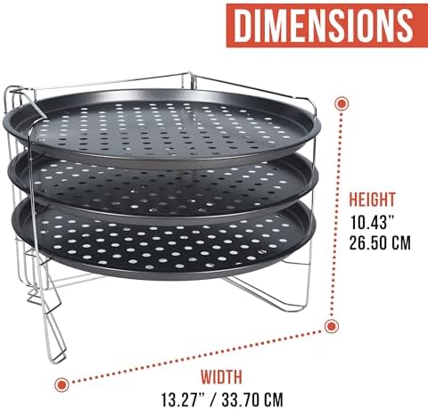 Chef Pomodoro Pizza Rack and Pan Baking Set, 13 Inch Foldable Cooling Stand