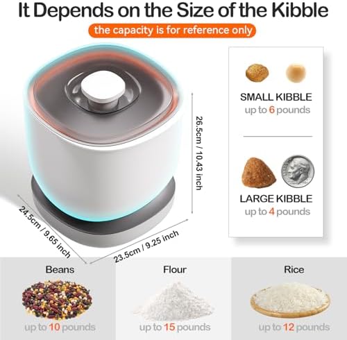 CTIME Airtight Cat Food Container for Small Dog Bird Pet Treats & Dry Food -6 lb(White)