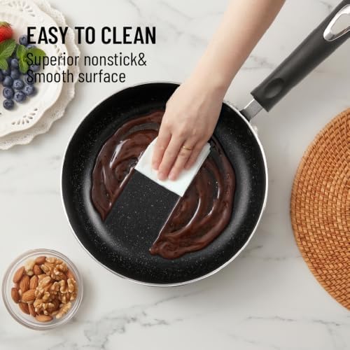 Nonstick Saucepan with Lid, Non Stick 1Qt & 2Qt & 3Qt Sauce Pan Set with Silicone Handle,Small Milk Pot with Glass Lid for Home Kitchen