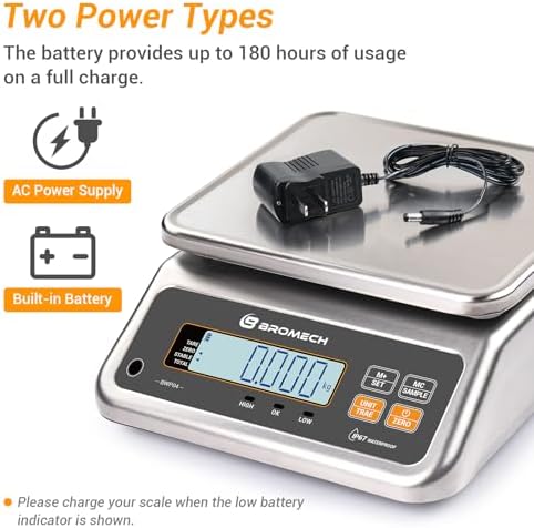 Food Scale Pound and Ounce, Rechargable, Commercial Grade, Stainless Steel Platform, for Meat Shop, Deli, Produce Market (66lb)
