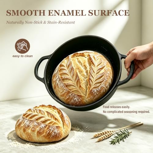 Cast Iron Bread Oven 6QT, Sourdough Bread Baking Pan with Lid