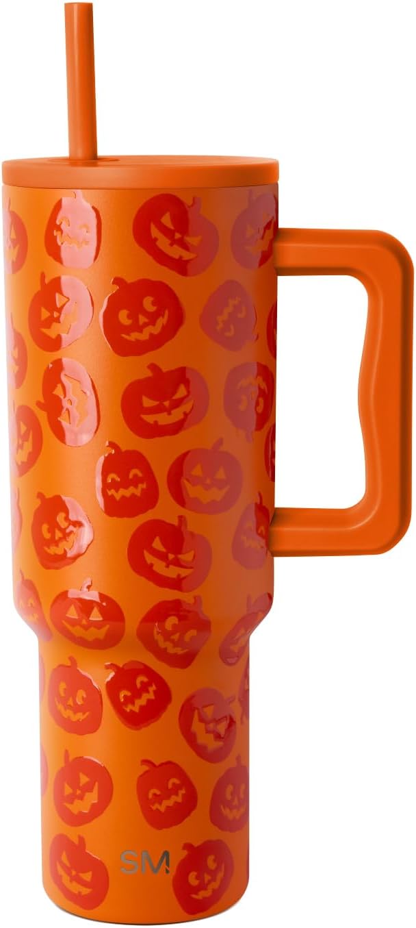 Simple Modern Halloween 40 oz Trek Tumbler with Handle and Straw Lid | Cup Holder Friendly Insulated Stainless Steel Travel Mug | Jack-O-Lanterns
