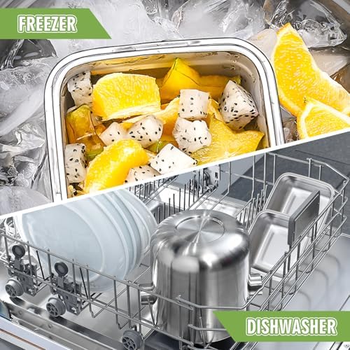 2 Pack Sandwich Containers, 24oz Stainless Steel Sandwich Box with Airtight Lids, Reusable Metal Meal Prep Lunch Boxes, BPA-Free, Dishwasher Safe, Food Storage Containers for Families (Green)