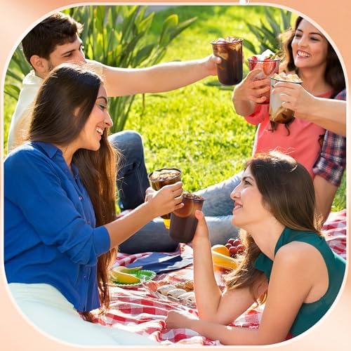 KesaPlan 100 Pcs 16oz Plastic Black Cups, Disposable Wine Cocktail Glasses