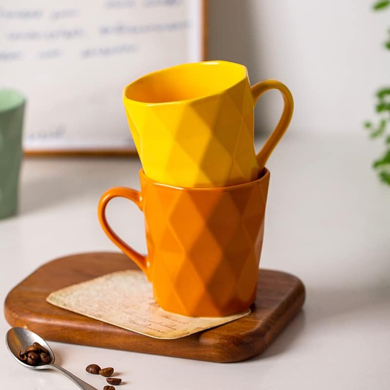 11 Ounce Porcelain Mugs, Set of 6, Tea and Cocoa Mug Set, Multicolor, Matte