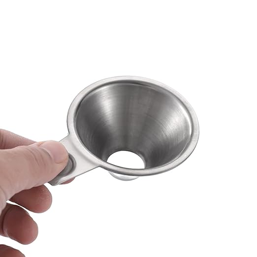 Stainless Steel Spice Funnel with Handle for Kitchen Use Filling Spice Jars, FIFO Squeeze Bottles, Spill-Free Metal Funnel for Salt Pepper Powder, Condiment, Sauce (0.92" Bottom)
