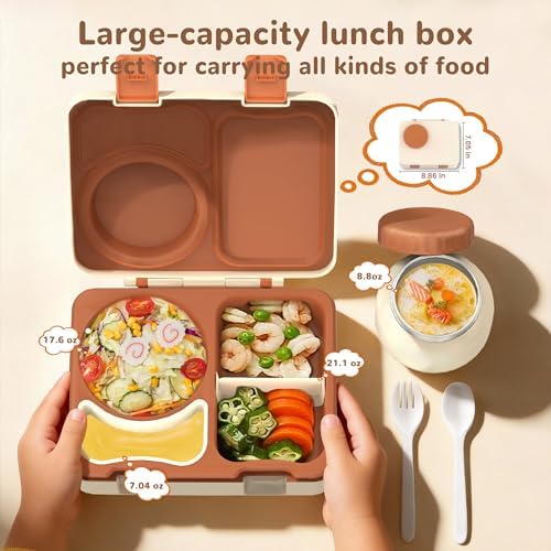 Kids Bento Lunch Box with Food Jar, Water Bottle, Lunch Bag, Plaid