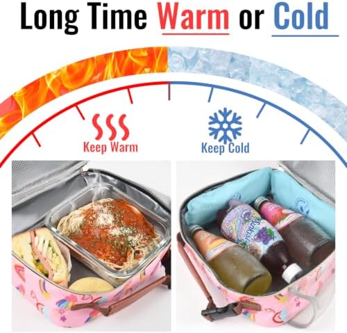 Genteen Lunch Box for Kids, Boys - Insulated Small LunchBox Reusable, Zip Closure & Buckle Handle, Portable Cooler for Work, School, Travel (Rainbow)