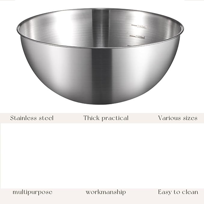 Stainless Steel Salad Bowls Set - Mixing Bowls with Measurement Markings, Snacks Bowls - Small, 1.27 Quart - Serving & Storage Bowls for Mixing, Cooking, Baking, Prepping