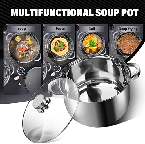 10 Quart Stock Pot with Lid, Stainless Steel Pasta Cooking Soup Pot