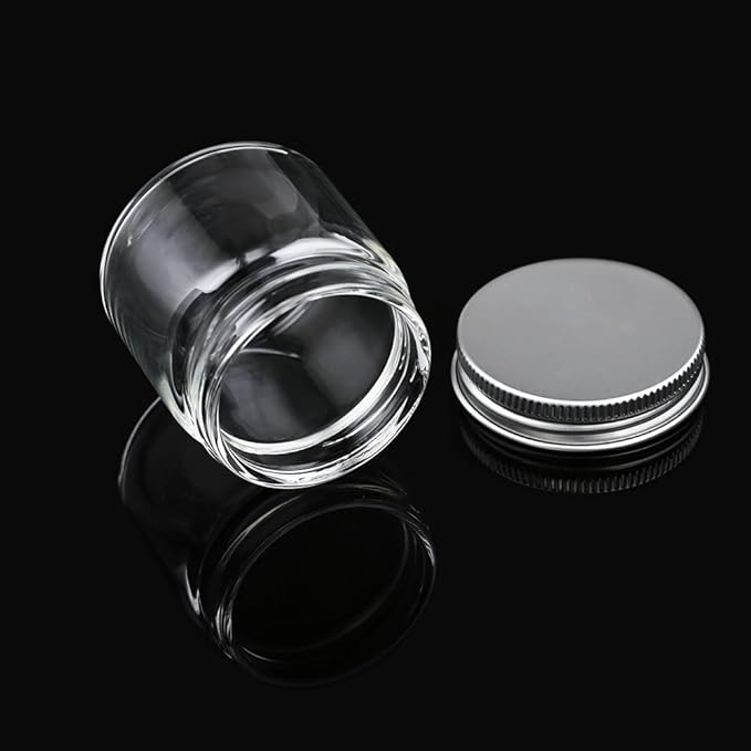 4 PCS Glass Jars with Lid 1.7oz/50ml 2x2 inches for Herb Spice Creams, Beauty Products Storage, 4 PCS/PACK