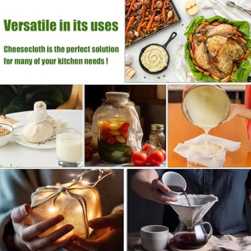 15 Pcs Cheese Cloths, SGS Tested 100% Unbleached Cotton, 20x20 Inch Grade 100 Reusable Cheese Cloth With Ultra-Fine Mesh, Reusable Muslin Cheesecloth for Straining,Juicing,Cooking Turkey, Baking