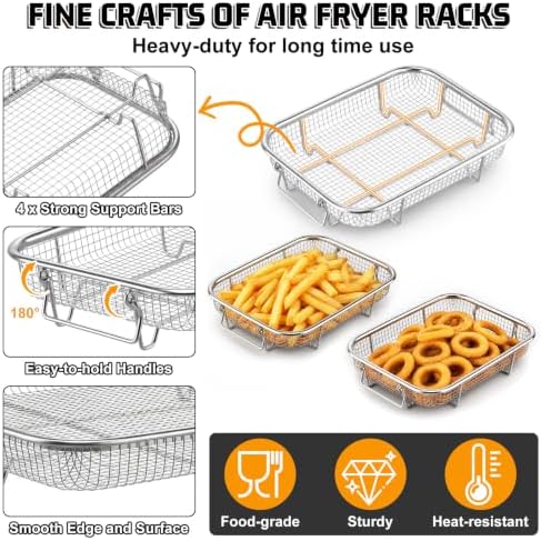 P&P CHEF 8.7 Inch Air Fryer Basket for Oven, Air Fryer Rack, 3 Pieces