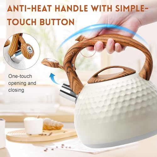 GGC Whistling Tea Kettle for Stove Top, 3.2QT/3L Stainless Steel Tea Kettle