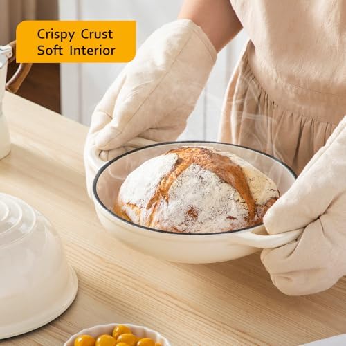 Velaze 5 QT Enameled Cast Iron Dutch Oven for Bread Baking with Dome Lid