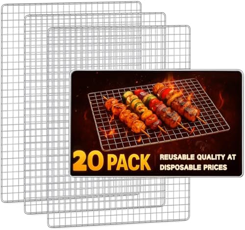 Grill Topper, 20 Pcs Disposable Grill Grates, 11.8 x 15.7 Inch Baking Rack