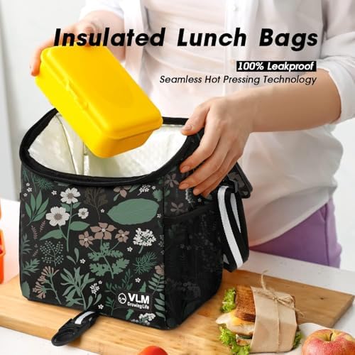 VLM Lunch Box for Women, Insulated Lunch Bag Women, Cute Floral Lunch Tote