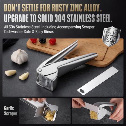 Uinxan Garlic Press - 304 Stainless Steel Heavy Duty Mincer & Crusher