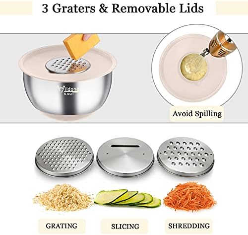Wildone Mixing Bowls with Airtight Lids, Stainless Steel Mixing Bowls Set