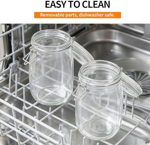 8 Pack 9.5oz Food Storage Jars with Airtight Lids, Preserving Seal Wire Clip Fastening Glass Containers, Canisters for Kitchen Organization, Flour, Cereal, Pasta, Sugar, Beans, Pickling Jars(9.5 Oz*8)