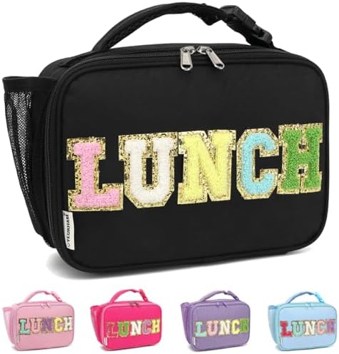 GYEUKHAM Insulated Lunch Box for School, Thermal Reusable Durable Freezable Lunch Bags for Kids Boys Girls Men Women - Small Soft Cooler Portable Lunch Tote Kit for Work Picnic Travel,Black Alphabet