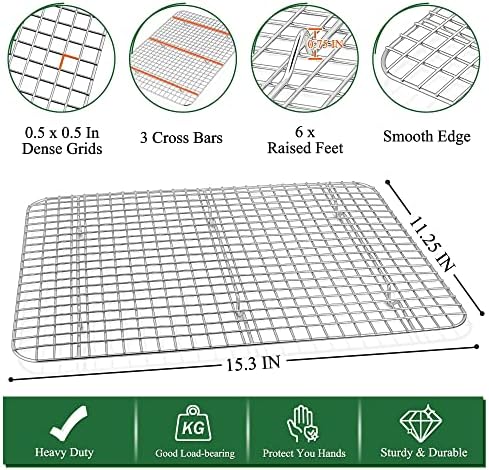 P&P CHEF 16 Inch Cookie Baking Sheet Pan with Wire Rack,4 Pcs
