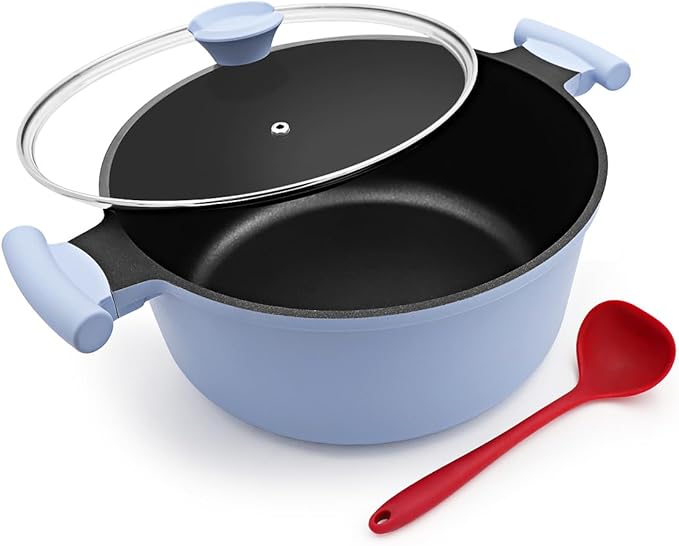 4.5 Quart Stock Pot with Lid, Non Stick Cooking Pot, Soup Pot Nonstick with Stay-Cool Handle, Induction Cookware for Pasta,Soup, Suitable for All Stoves, PTFE & PFAS-Free, Blue
