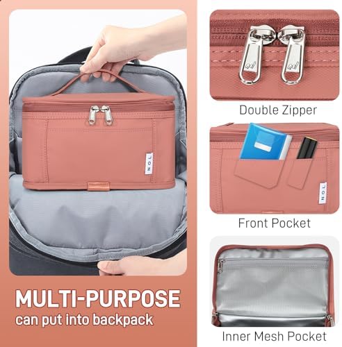 NOL Small Lunch Bag Mini Lunch Box Insulated Lunch Bag for Men/Women Leakproof Cooler Tote Bag Lightweight Nylon Waterproof Lunch Box For Work, Dark pink