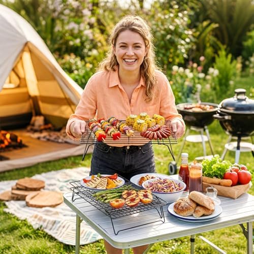 ShellKingdom Cooling Racks, Stainless Steel Non-Stick Baking Racks And Oven Safe Wire Cool Racks for Cookies, Cakes and Baking,3-Tier,Foldable