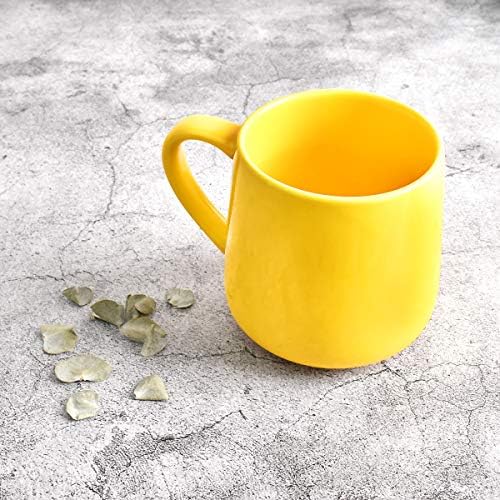 Bosmarlin Large Glossy Ceramic Coffee Mug, Yellow Tea Cup for Office and Home, 18 oz, Suitable for Dishwasher and Microwave, 1 Pack (Yellow)