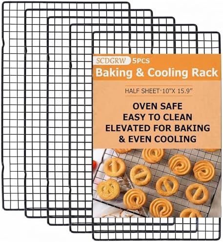 5PCS Cooling Racks for Cooking and Baking 10" x 16" Wire Rack Baking Rack, Cookie Rack, Heavy Duty Metal Wire Rack for Grilling, Roasting, Cooking, Drying,Oven Safe Dishwasher Safe