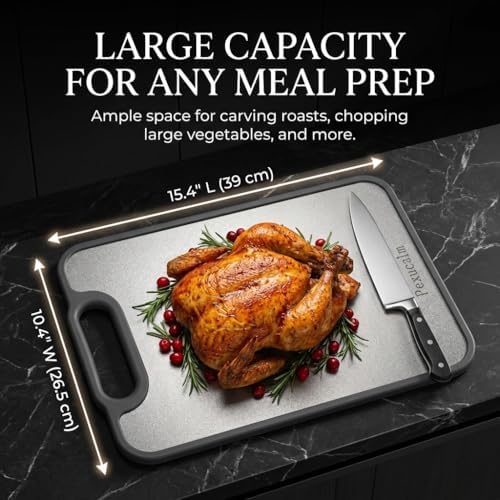 Double-Sided Titanium Cutting Board for Kitchen, 15.4"x10.4"