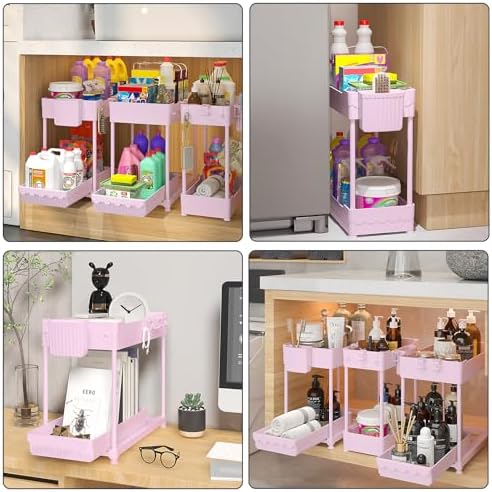 Sevenblue 3-Pack 2-Tier Under Sink Organizers with Sliding Drawers