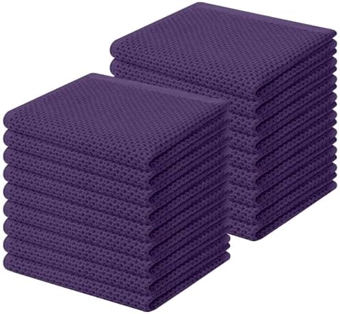 Homaxy 100% Cotton Waffle Weave Kitchen Dish Cloths 18-Pack, Eggplant