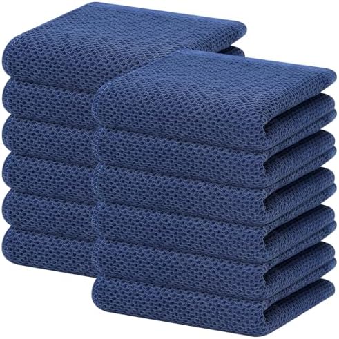 Homaxy 100% Cotton Waffle Weave Kitchen Dish Towels 12-Pack, Navy Blue