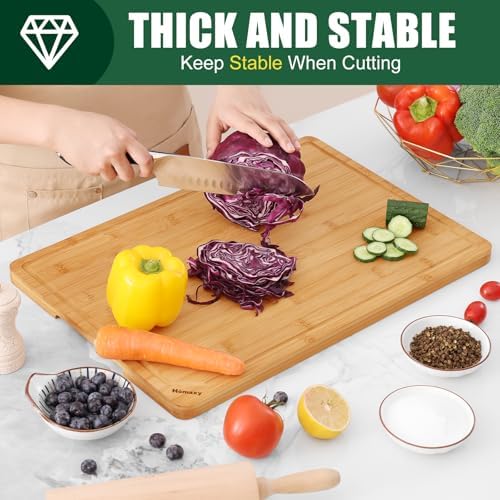 Homaxy 2XL Organic Bamboo Cutting Boards for Kitchen, 20"x14"