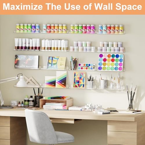 upsimples 12 Pcs 15" Acrylic Shelves for Wall Display and Storage, Clear