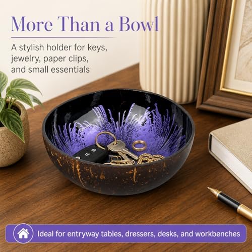 Natural Coconut Bowl Key Decorative - Candy Dish Container Entryway Table