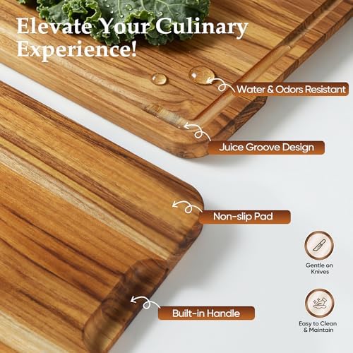 2 Pack Teak Cutting Board Wood Wooden Cutting Boards For Kitchen