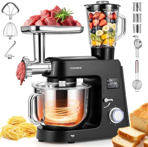 VIVOHOME 9-in-1 Stand Mixer with Fermentation & Timer, 7.5-Quart, Black