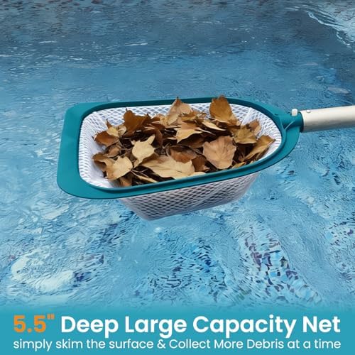 POOLWHALE Pool Spa Leaf Skimmer Net - Ultra Fine Mesh Diamond Netting with 5" Deep Bag for Above Ground Pools, Ponds, Hot Tubs, Spas and Fountains Removing Leaves & Debris(No Pole)