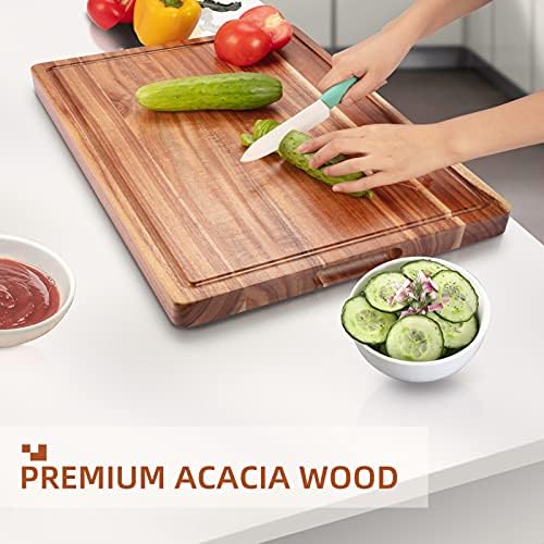GlowSol Extra Large Acacia Wood Cutting Boards for Kitchen, 24 x 18 Inch