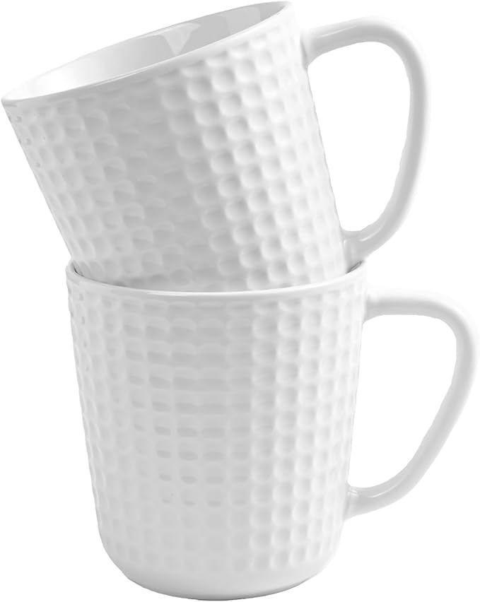 Large Coffee Mugs, 20 oz Ceramic Coffee Cups with Handle, Porcelain Big Tea Cups for Office and Home, for Latte Cocoa Dishwasher and Microwave Safe, 2PCS, White