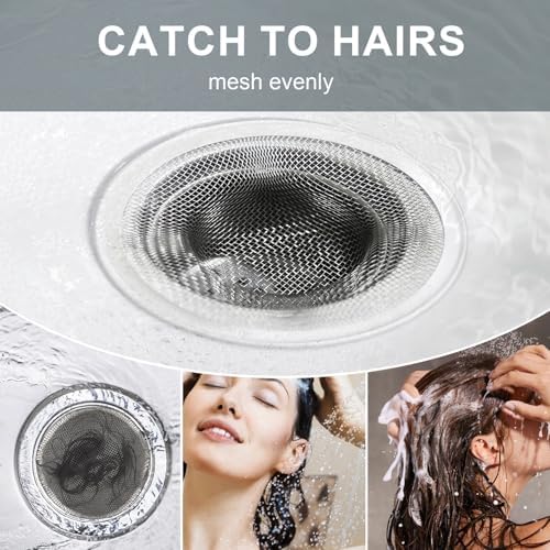 2pcs Heavy Duty Stainless Steel Slop Basket Filter Trap, 2.75" Top / 1" Mesh Metal Sink Strainer Shower Drain Hair Catcher for Kitchen Bathroom Bathtub Wash Basin Floor Balcony Drain Hole, Utility