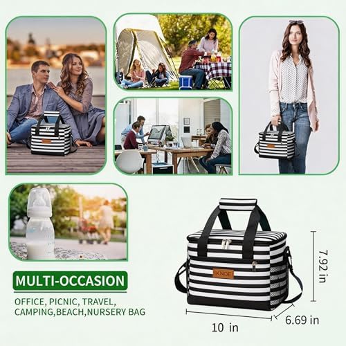 iknoe Insulated Lunch Bag, Foldable 8.5L Cooler Bag for Men & Women, Lunch Box