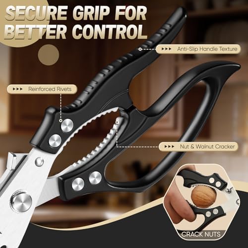 Huusk Kitchen Scissors All Purpose, Multifunction Poultry Shears Heavy Duty