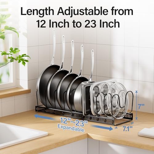 ORDORA Expandable Pots and Pans Organizer under Cabinet with 10 Dividers