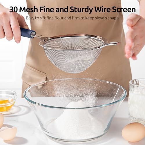 U-Taste Fine Mesh Strainer, 18/8 Stainless Steel Sieve, M/Midnight Blue