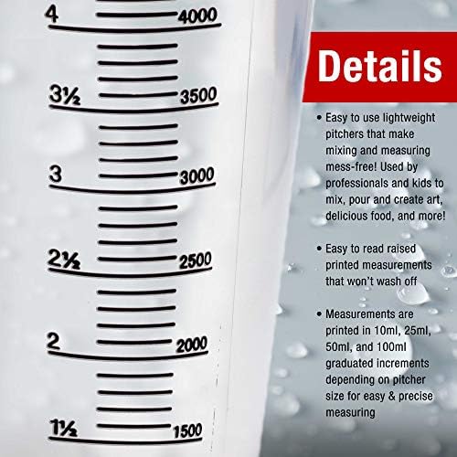 TCP Global 5 Liter (5000ml) Plastic Graduated Measuring and Mixing